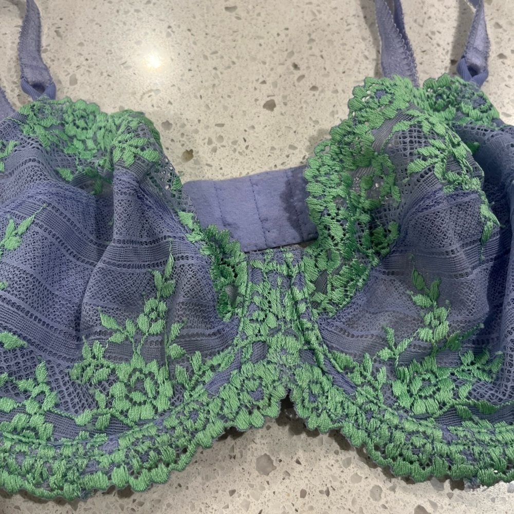 Wacoal Lace Overlay Bra - Blue and Green - Picture 2 of 7